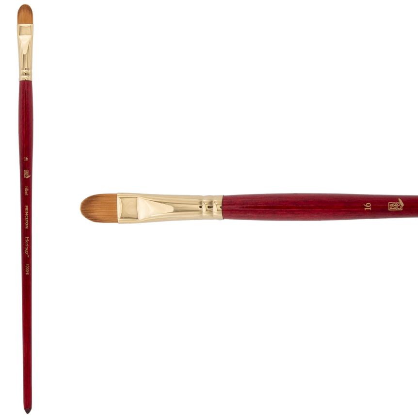 Princeton Heritage Series 4000 Synthetic Sable Brush - Filbert, Long Handle, Size 16