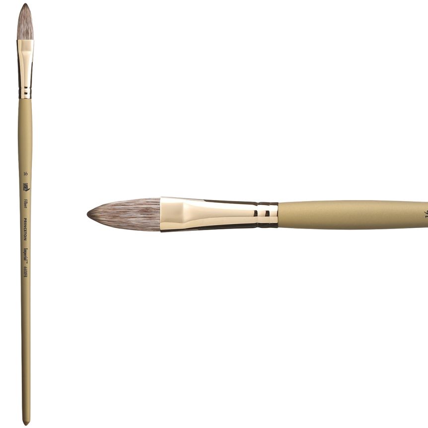 Princeton Imperial Series 6600 Synthetic Mongoose Brush - Filbert, Long Handle, Size 16