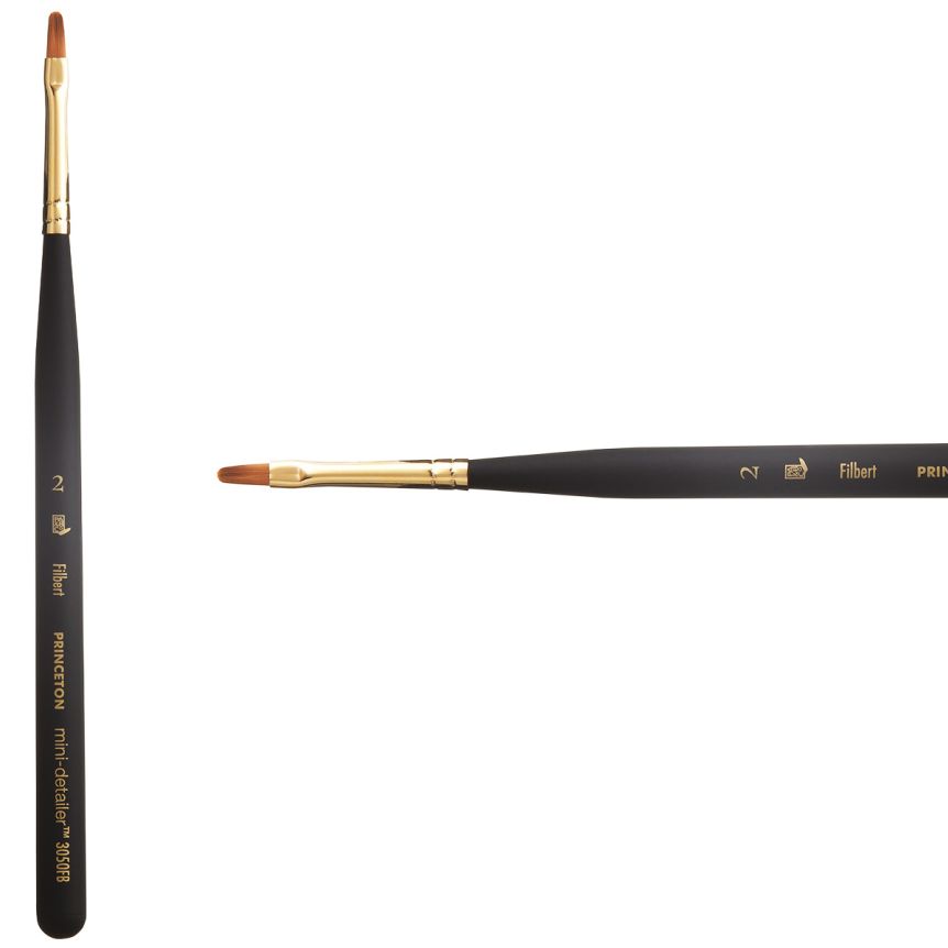 Princeton Mini-Detailer Series 3050 Synthetic Brush - Filbert, Mini Handle, Size 2