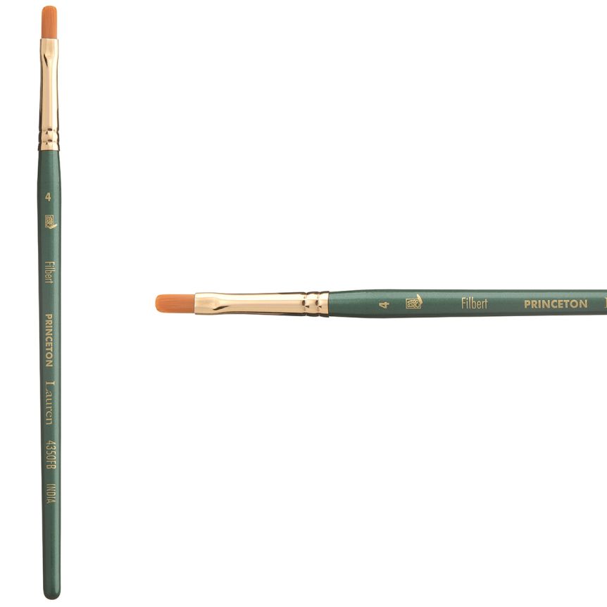 Princeton Lauren Series 4350 Golden Synthetic Brush - Filbert, Short Handle, Size 4