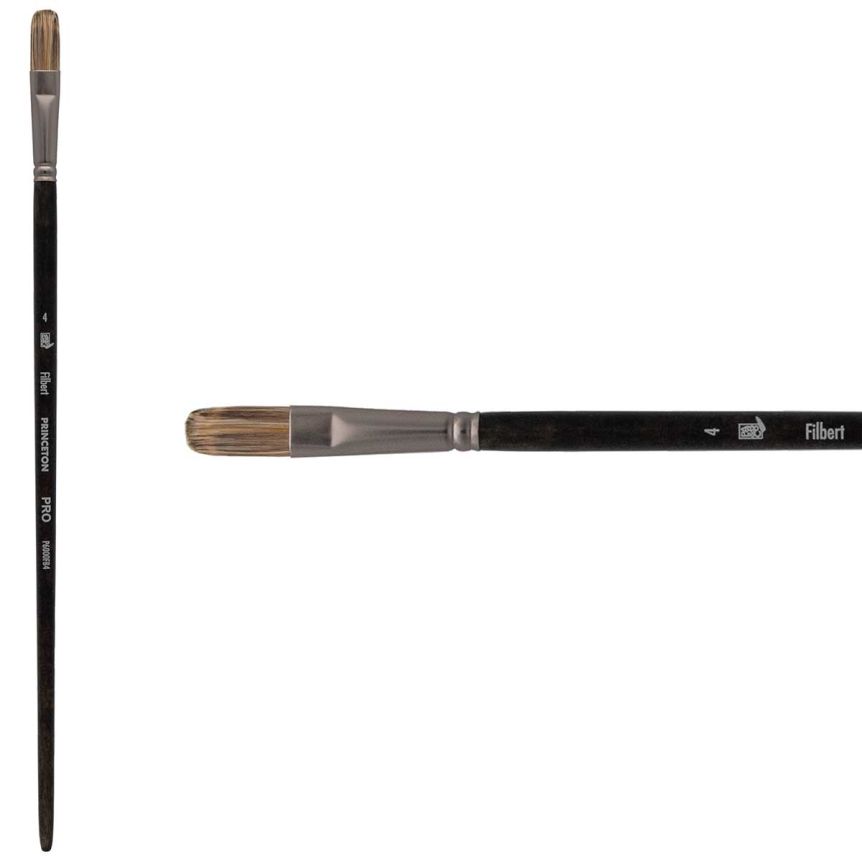 Princeton Pro Series 6000 Synthetic Brush - Filbert, Long Handle, Size 4