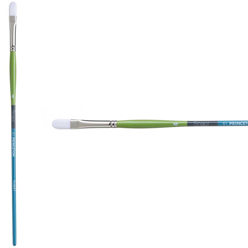 Princeton Snap! Series 9800 White Synthetic Brush - Filbert, Long Handle, Size 4