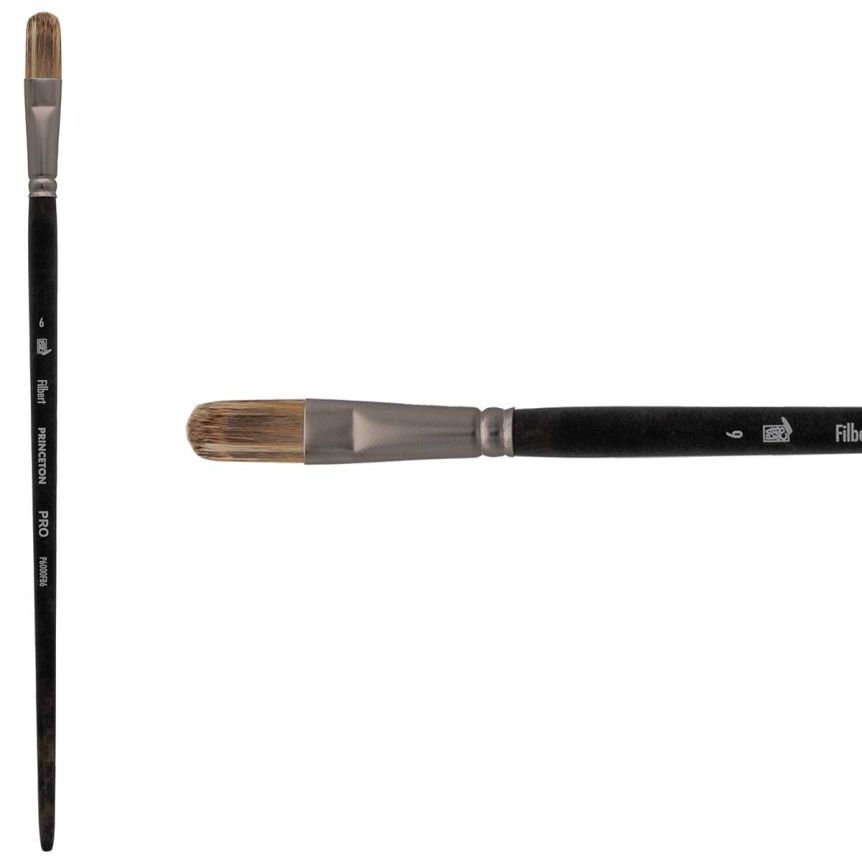 Princeton Pro Series 6000 Synthetic Brush - Filbert, Long Handle, Size 6