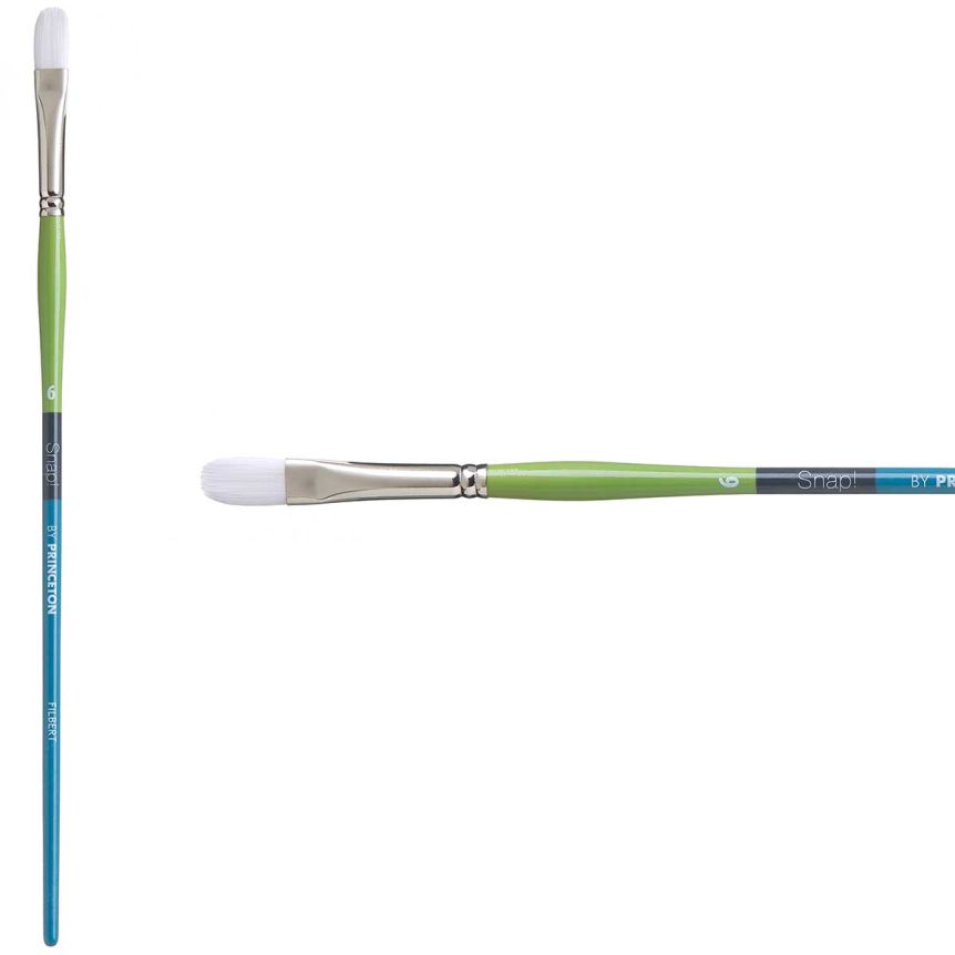 Princeton Snap! Series 9800 White Synthetic Brush - Filbert, Long Handle, Size 6