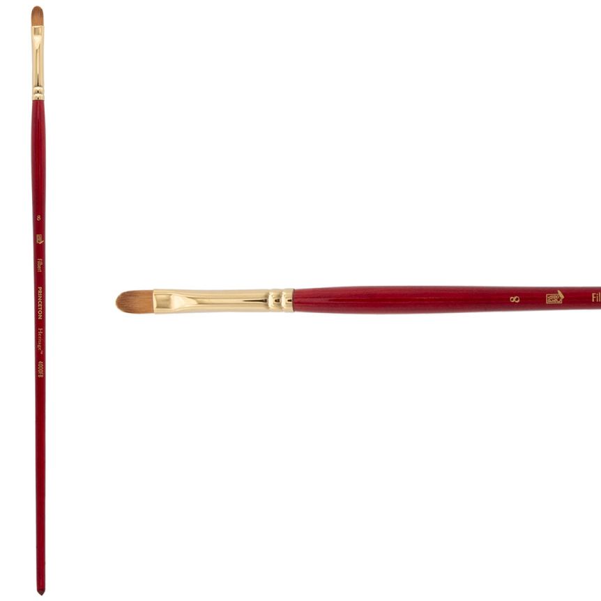 Princeton Heritage Series 4000 Synthetic Sable Brush - Filbert, Long Handle, Size 8