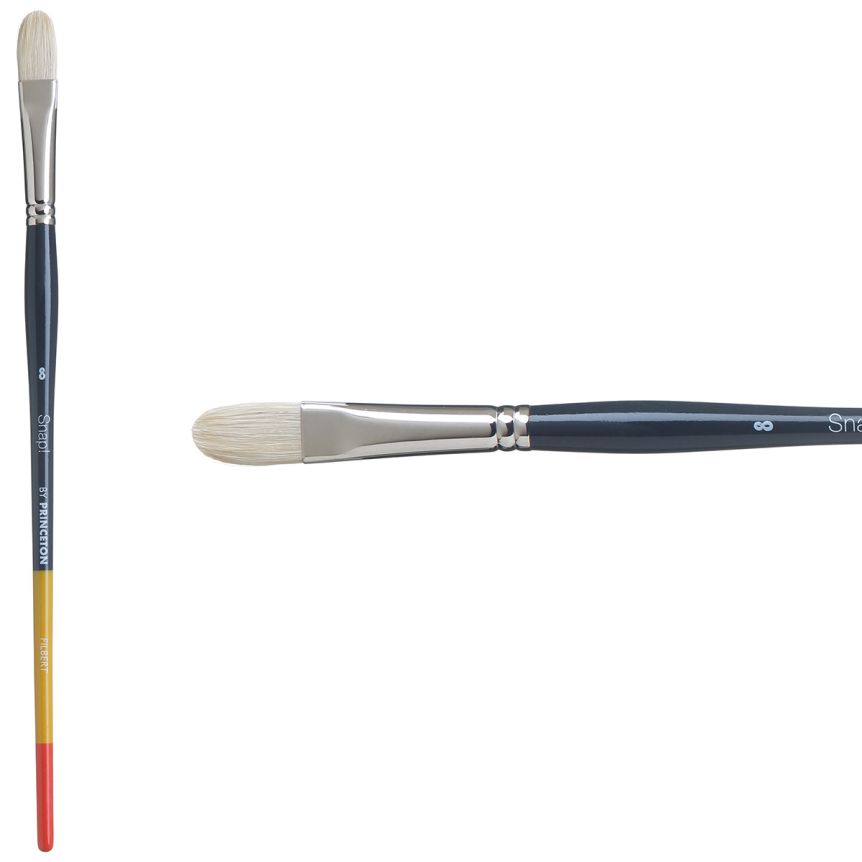 Princeton Snap! Series 9700 Natural Bristle Brush - Filbert, Long Handle, Size 8