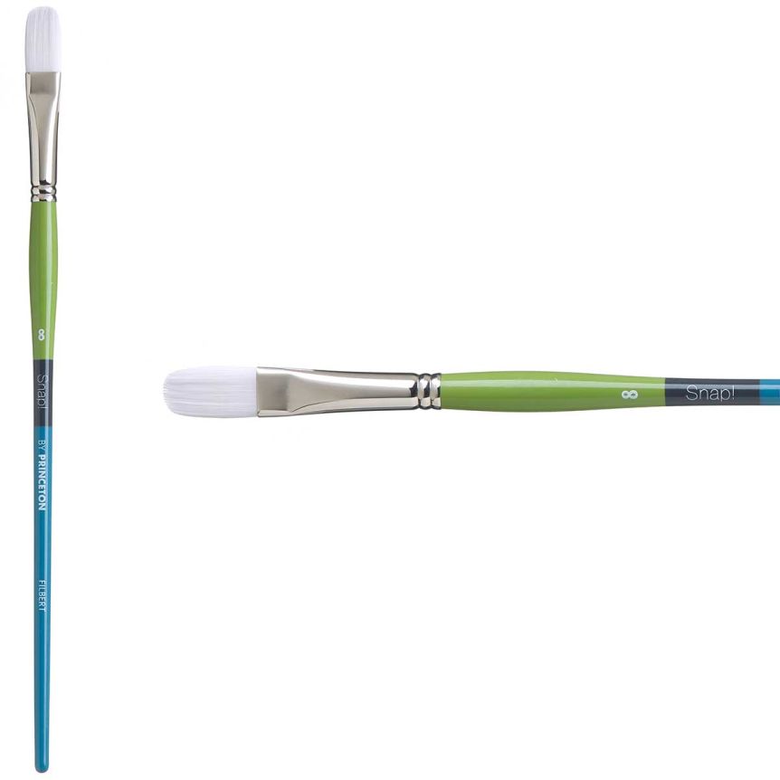 Princeton Snap! Series 9800 White Synthetic Brush - Filbert, Long Handle, Size 8