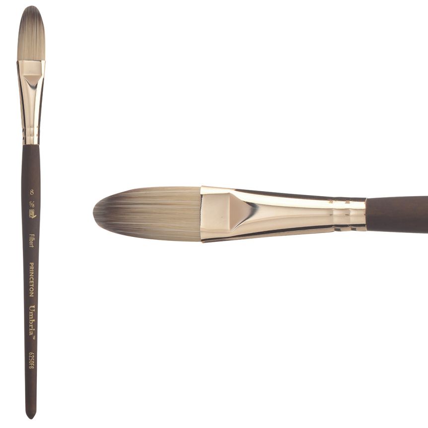 Princeton Umbria Series 6250 Synthetic Brush - Filbert, Short Handle, Size 8