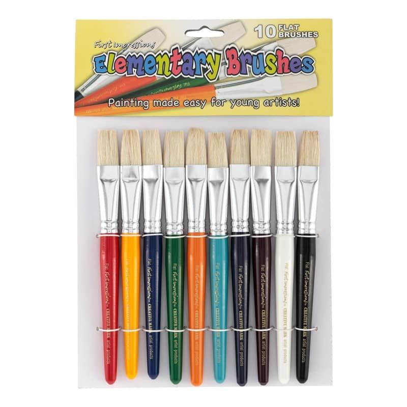 First Impressions Kids Flat Chubby Paint Brush for Kids 10 Pack
