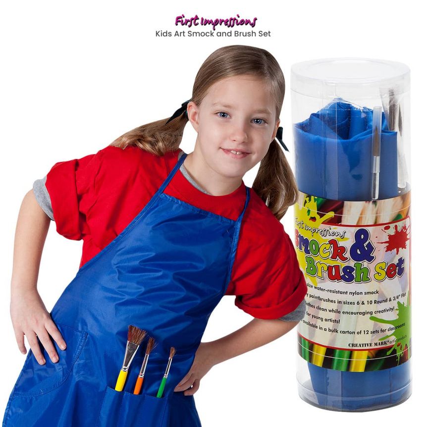 First Impressions Kids Art Smock And Brush Set