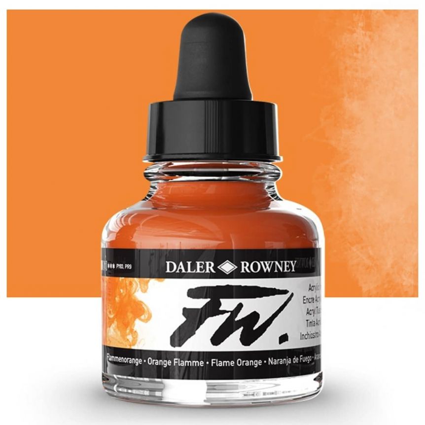 Daler-Rowney F.W. Acrylic Ink 1oz Bottle Flame Orange