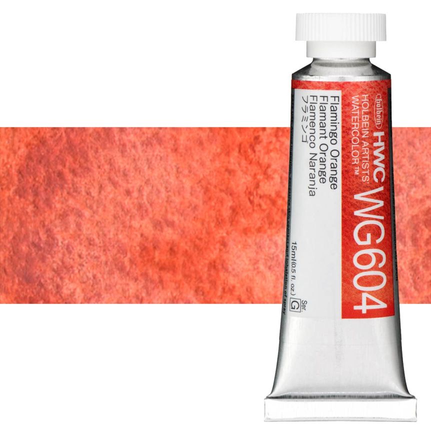 Holbein Artists' Granulating Watercolor - Flamingo Orange, 15ml Tube