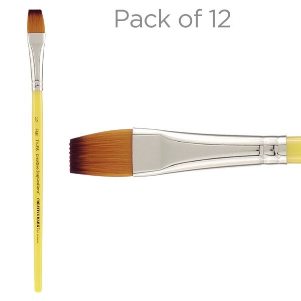 Creative Inspirations Dura- Handle, Brush Short Handle, Flat 1/2" (12 Pack)