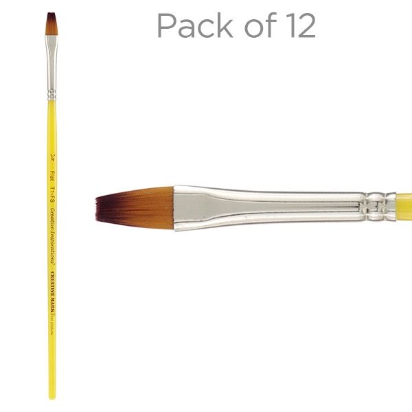 Creative Inspirations Dura- Handle, Brush Short Handle, Flat 1/4" (12 Pack)