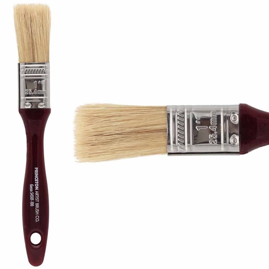 Princeton Gesso Series 5450 Natural Bristle Brush - Flat, Short Handle, Size 1"