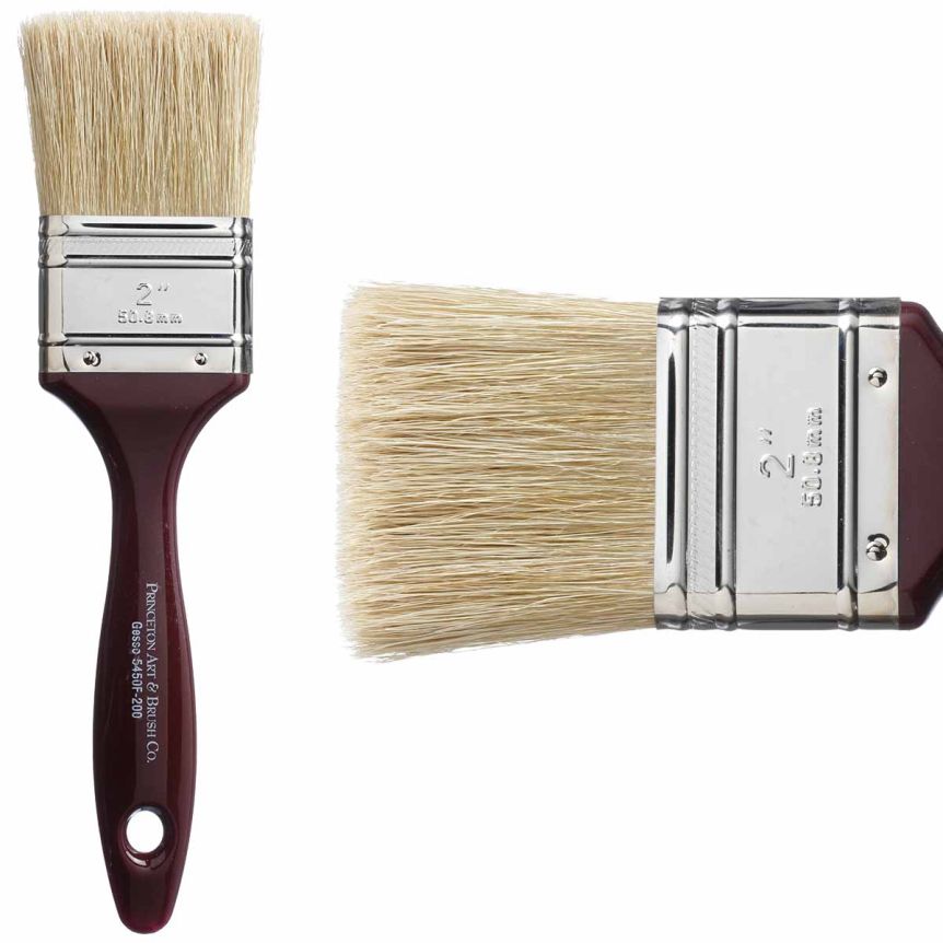 Princeton Gesso Series 5450 Natural Bristle Brush - Flat, Short Handle, Size 2"