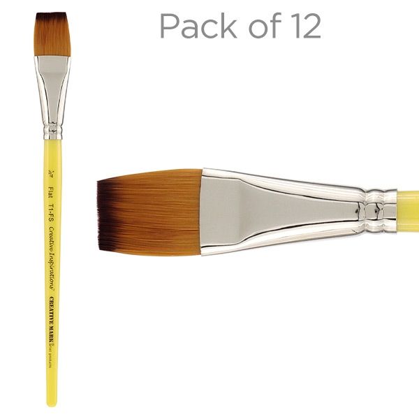 Creative Inspirations Dura- Handle, Brush Short Handle, Flat 3/4" (12 Pack)