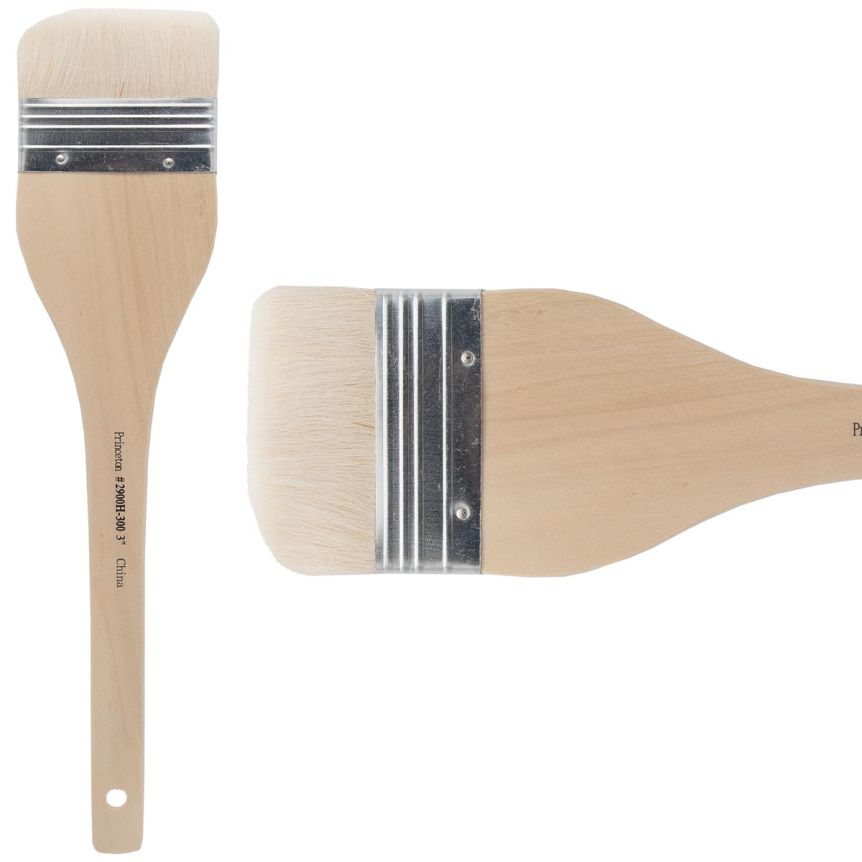 Princeton Hake Series 2900 Goat Brush - Flat, Long Handle, Size 3"