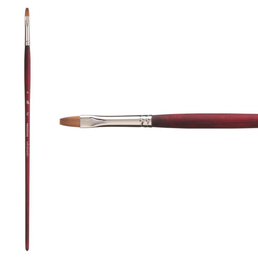 Velvetouch Synthetic Long Handle Series 3900 Brush, Flat Size #6