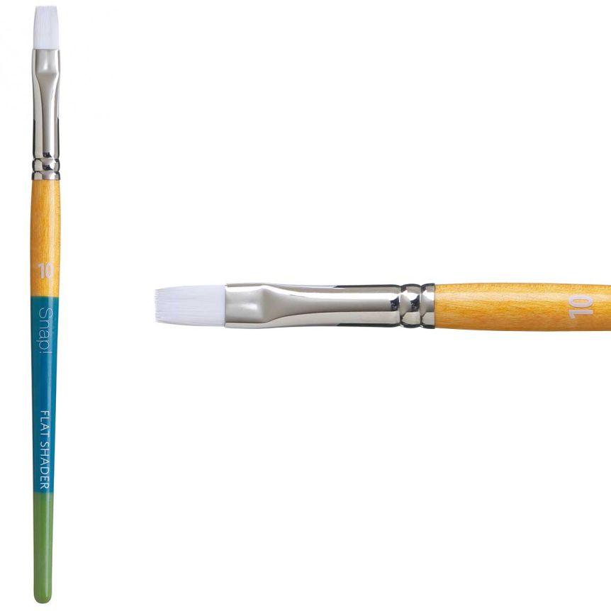 Princeton Snap! Series 9850 White Synthetic Brush - Flat Shader, Short Handle, Size 10