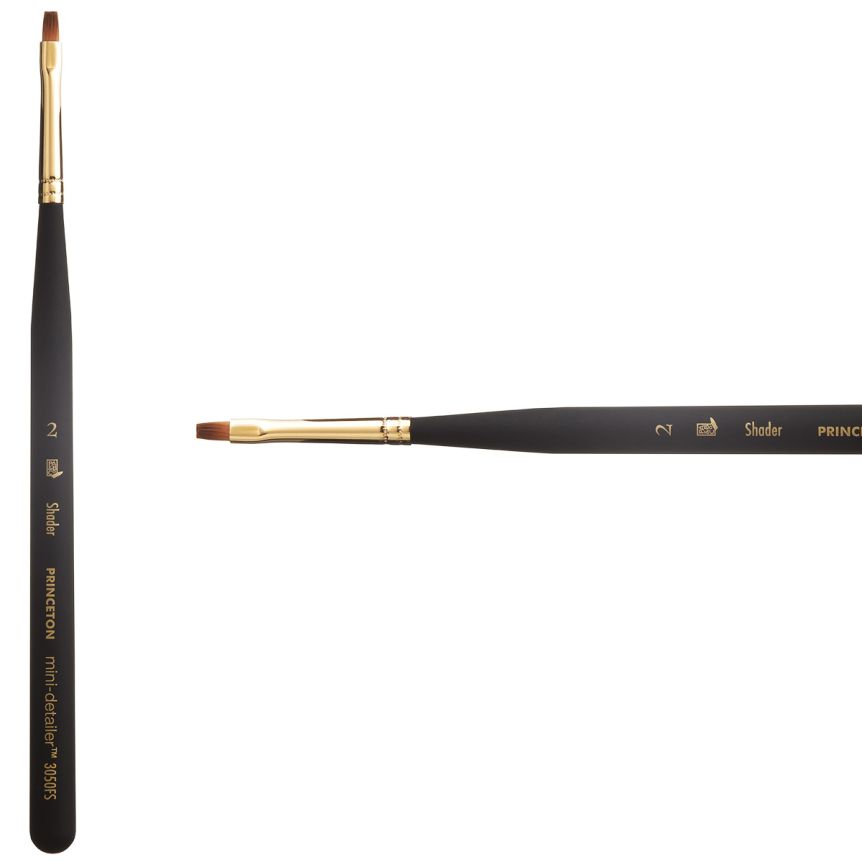Princeton Mini-Detailer Series 3050 Synthetic Brush - Flat Shader, Mini Handle, Size 2