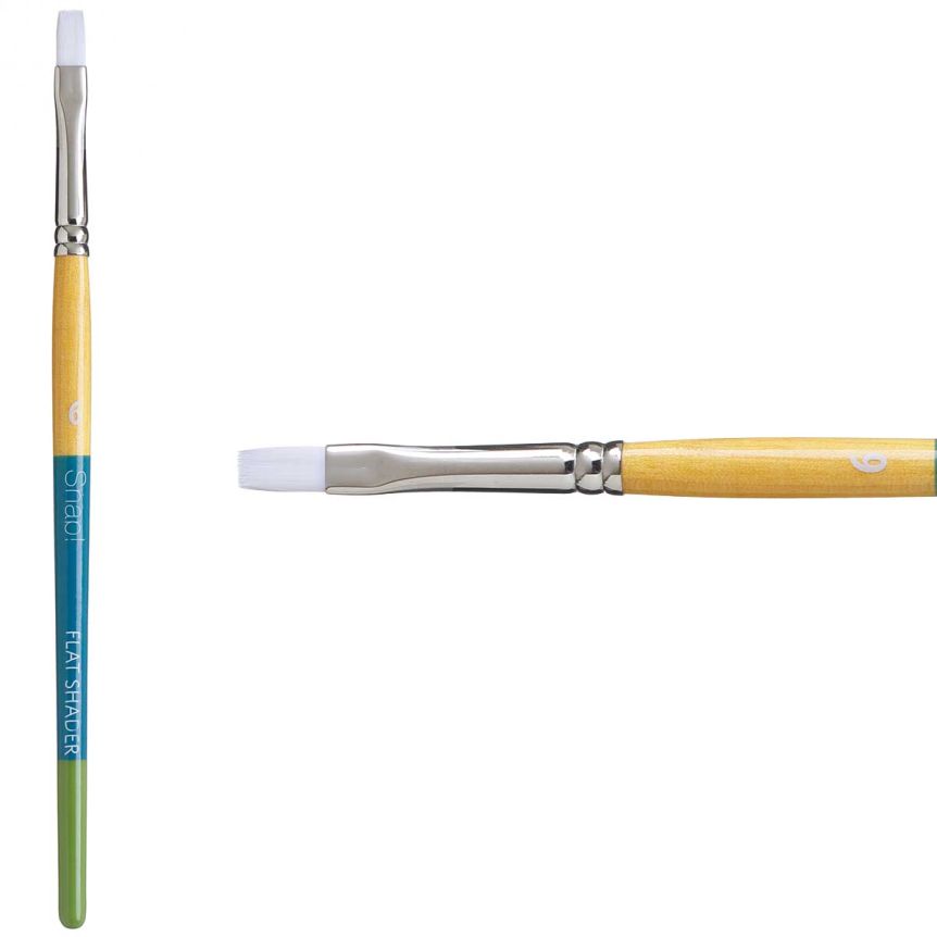 Princeton Snap! Series 9850 White Synthetic Brush - Flat Shader, Short Handle, Size 6
