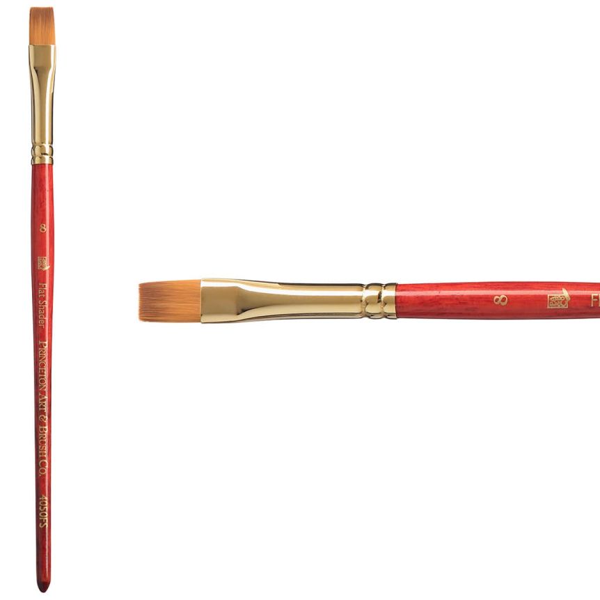 Princeton Heritage Series 4050 Synthetic Sable Brush - Flat Shader, Short Handle, Size 8