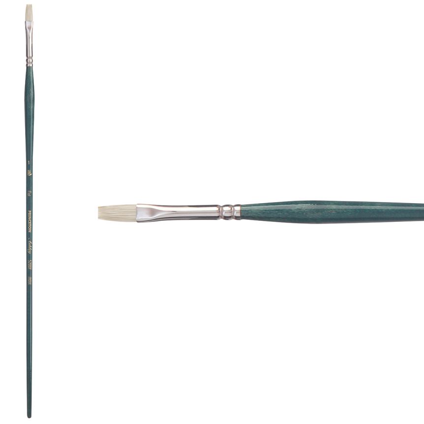 Princeton Ashley Series 5200 Natural Bristle Brush - Flat, Long Handle, Size 1