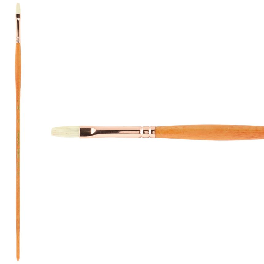 Princeton Refine Series 5400 Natural Bristle Brush - Flat, Long Handle, Size 1