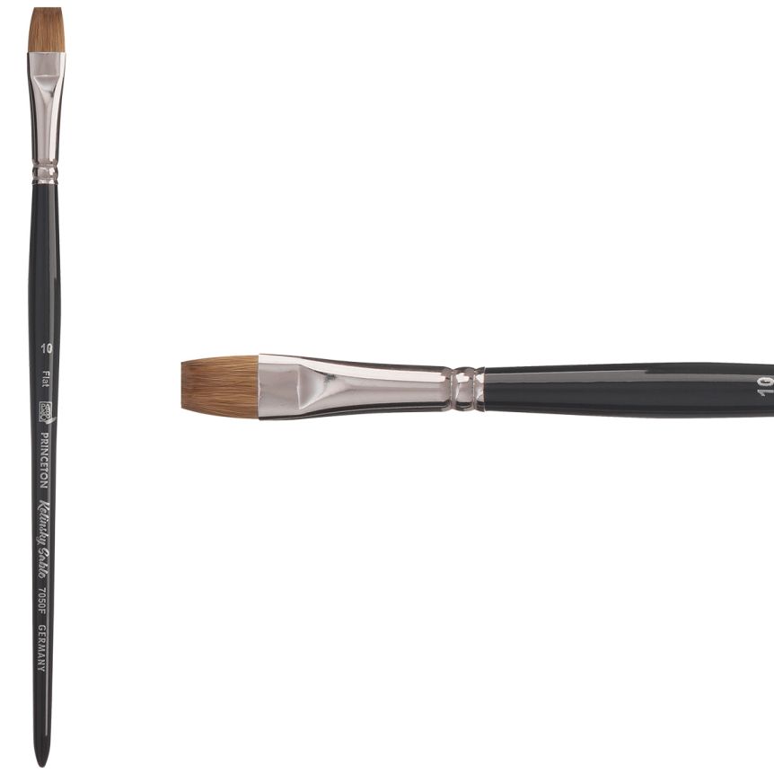 Princeton Kolinsky Sable Series 7050 Brush - Flat, Short Handle, Size 10