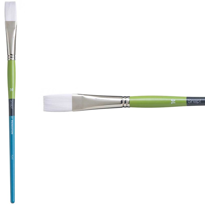 Princeton Snap! Series 9800 White Synthetic Brush - Flat, Long Handle, Size 10
