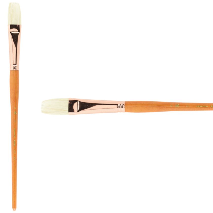 Princeton Refine Series 5400 Natural Bristle Brush - Flat, Long Handle, Size 12