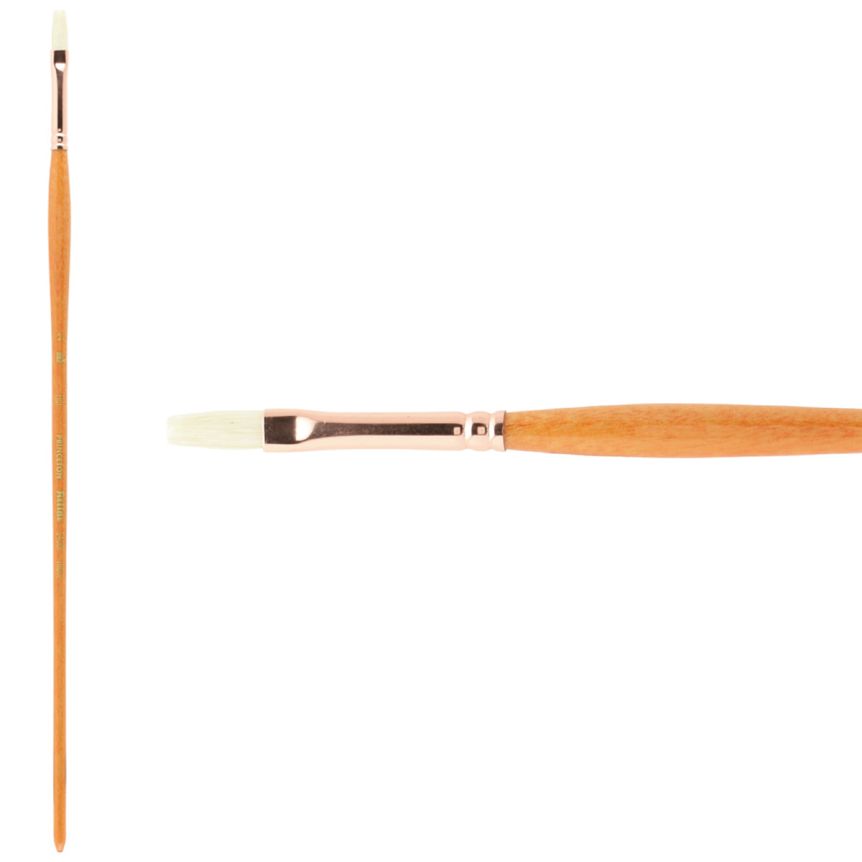 Princeton Refine Series 5400 Natural Bristle Brush - Flat, Long Handle, Size 2