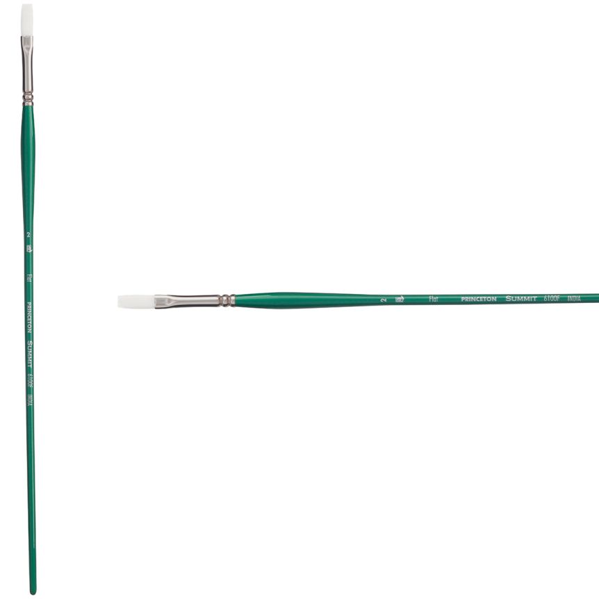 Princeton Summit Series 6100 Synthetic Brush - Flat, Long Handle, Size 2