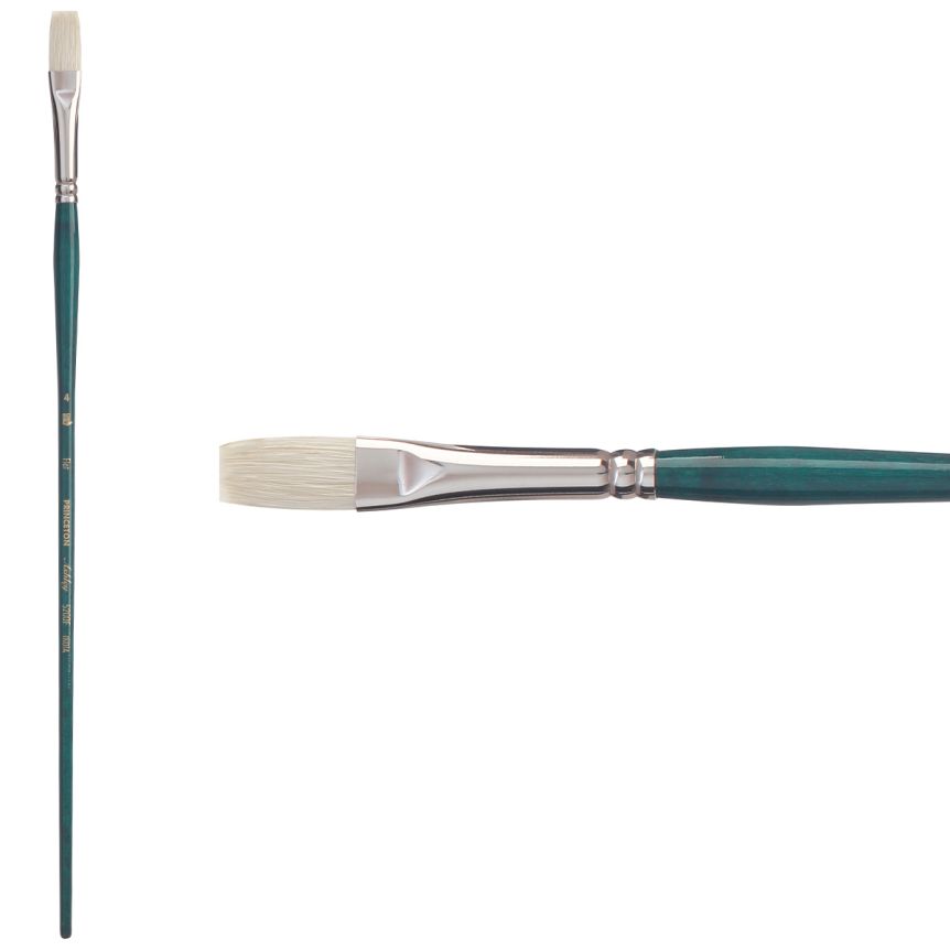 Princeton Ashley Series 5200 Natural Bristle Brush - Flat, Long Handle, Size 4