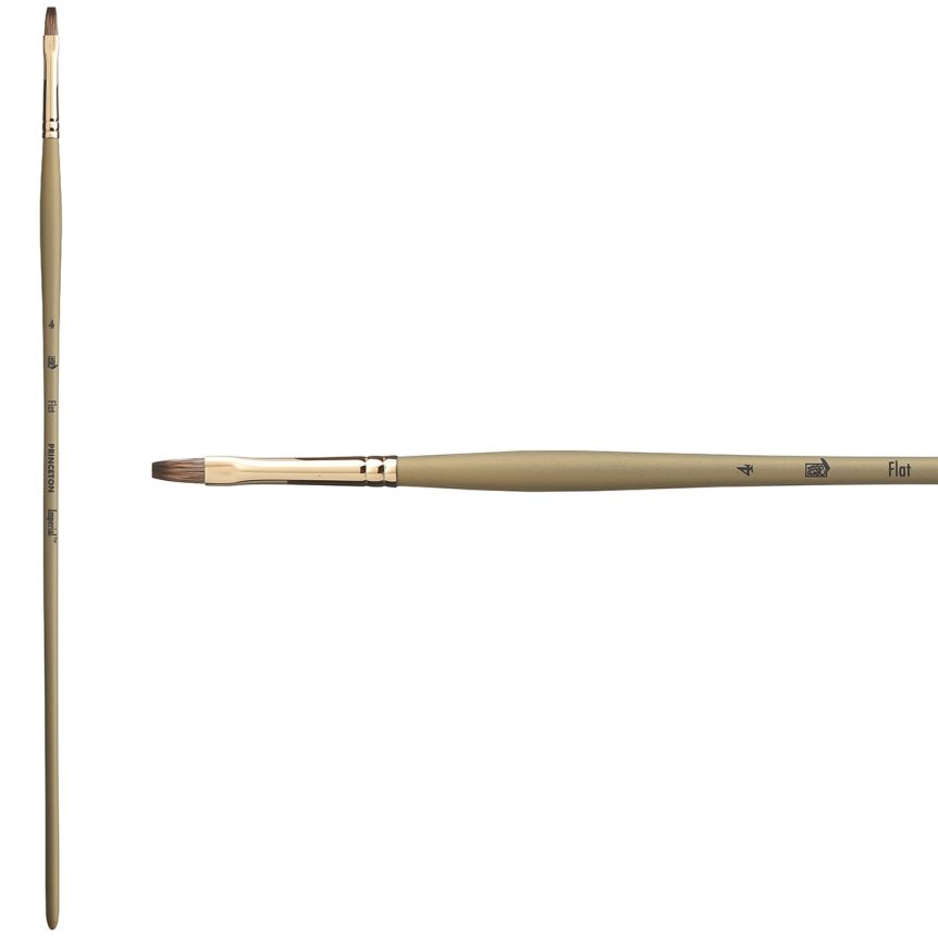 Princeton Imperial Series 6600 Synthetic Mongoose Brush - Flat, Long Handle, Size 4