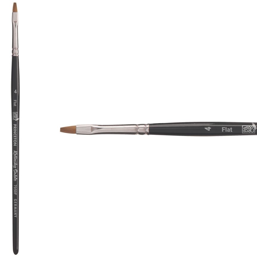 Princeton Kolinsky Sable Series 7050 Brush - Flat, Short Handle, Size 4