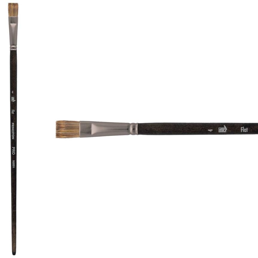 Princeton Pro Series 6000 Synthetic Brush - Flat, Long Handle, Size 4