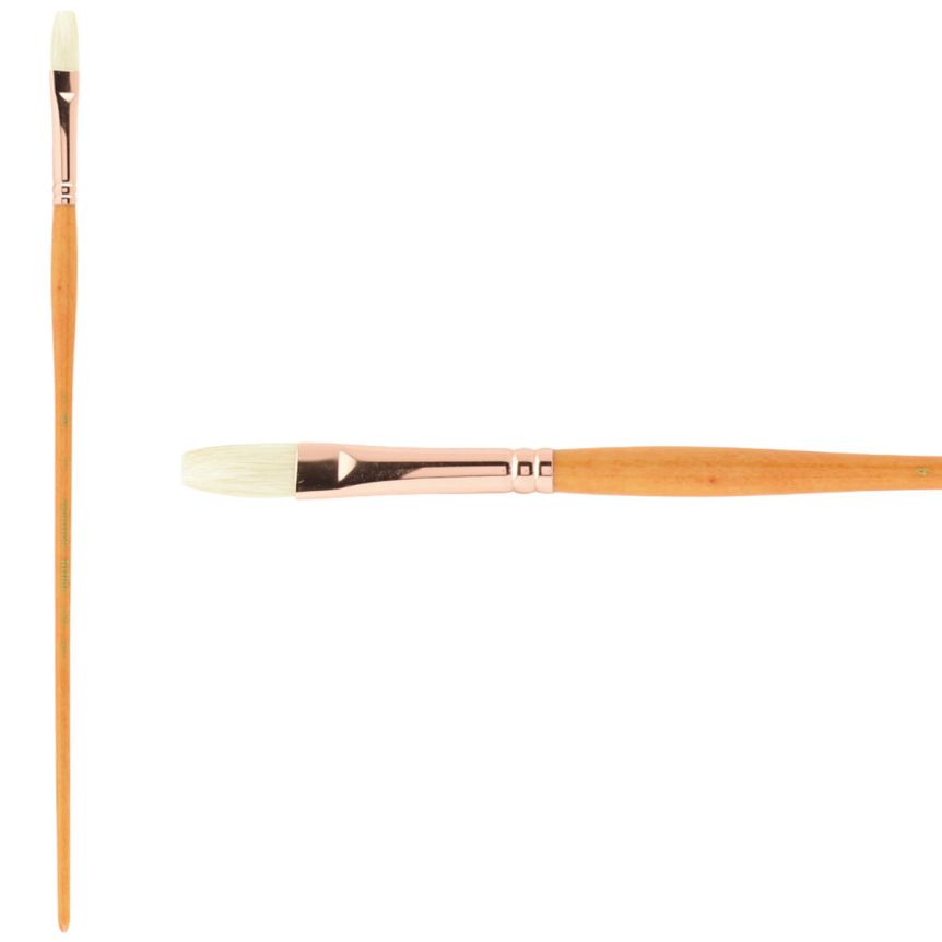 Princeton Refine Series 5400 Natural Bristle Brush - Flat, Long Handle, Size 4