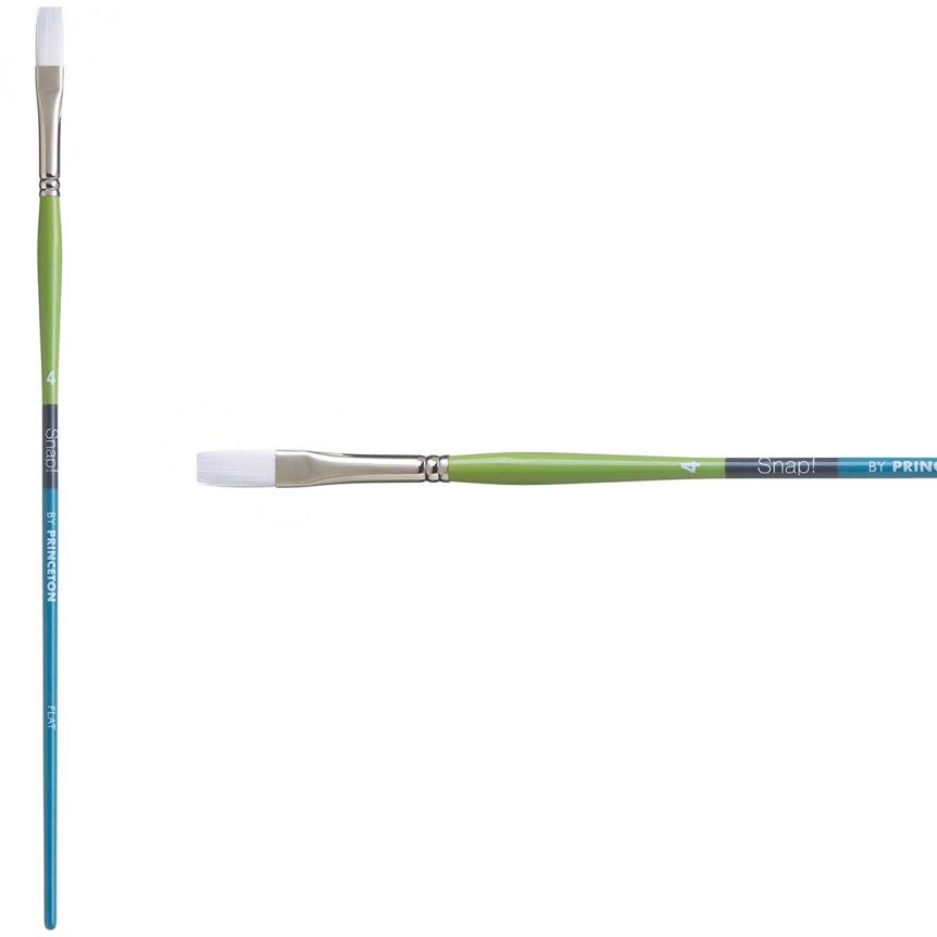 Princeton Snap! Series 9800 White Synthetic Brush - Flat, Long Handle, Size 4