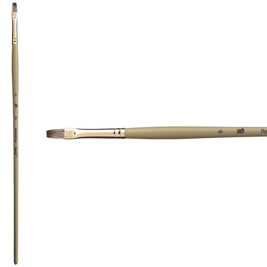 Princeton Imperial Series 6600 Synthetic Mongoose Brush - Flat, Long Handle, Size 6