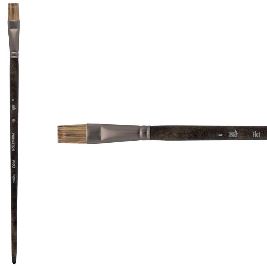 Princeton Pro Series 6000 Synthetic Brush - Flat, Long Handle, Size 6