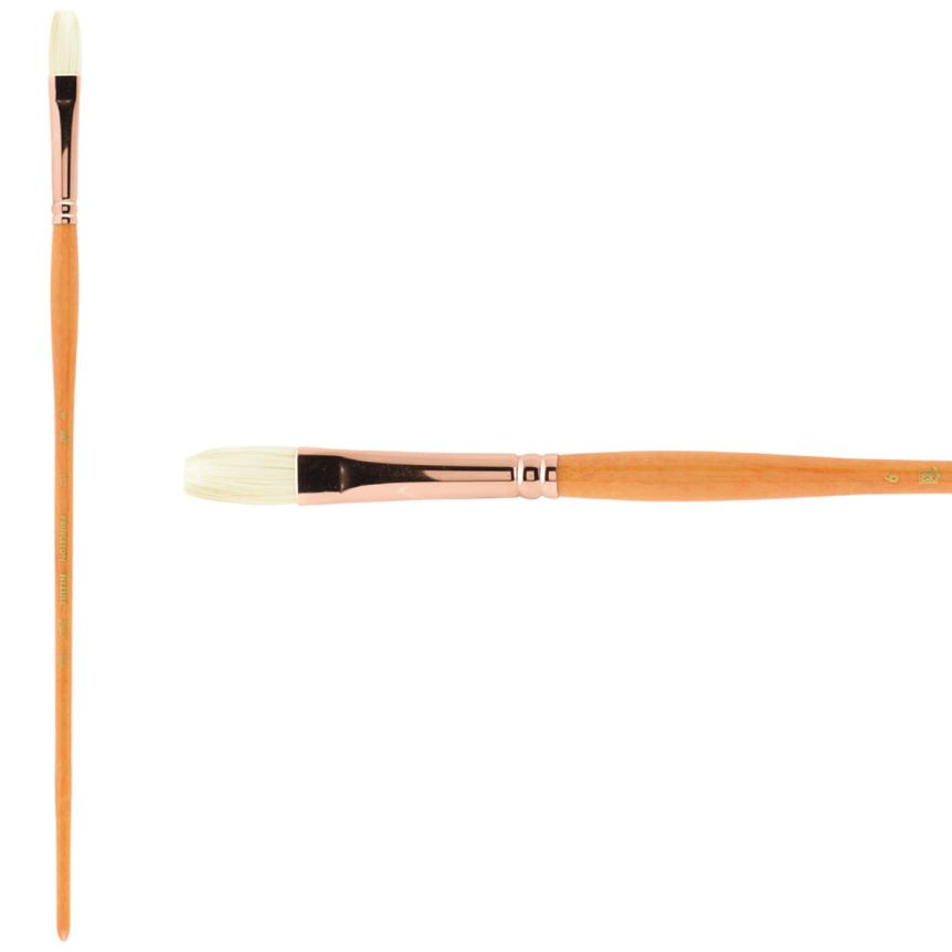 Princeton Refine Series 5400 Natural Bristle Brush - Flat, Long Handle, Size 6