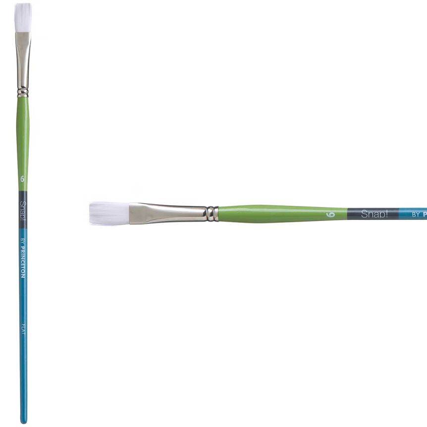 Princeton Snap! Series 9800 White Synthetic Brush - Flat, Long Handle, Size 6