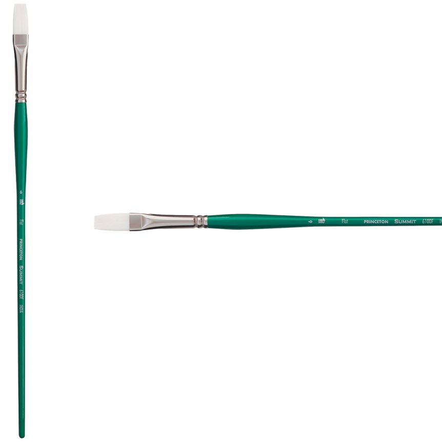 Princeton Summit Series 6100 Synthetic Brush - Flat, Long Handle, Size 6