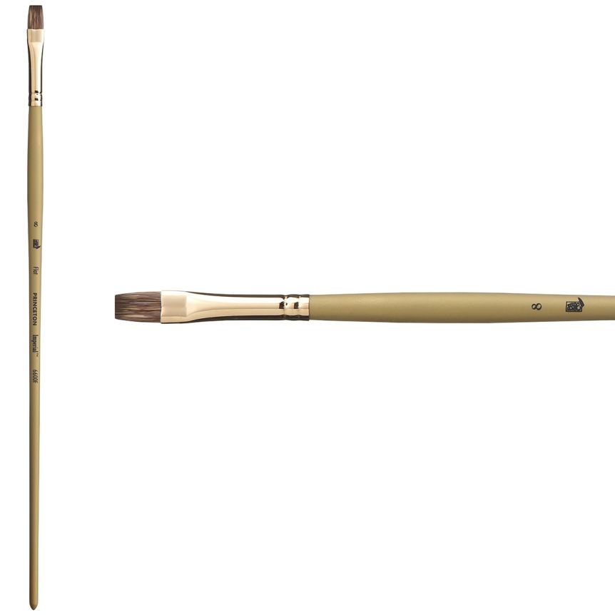 Princeton Imperial Series 6600 Synthetic Mongoose Brush - Flat, Long Handle, Size 8