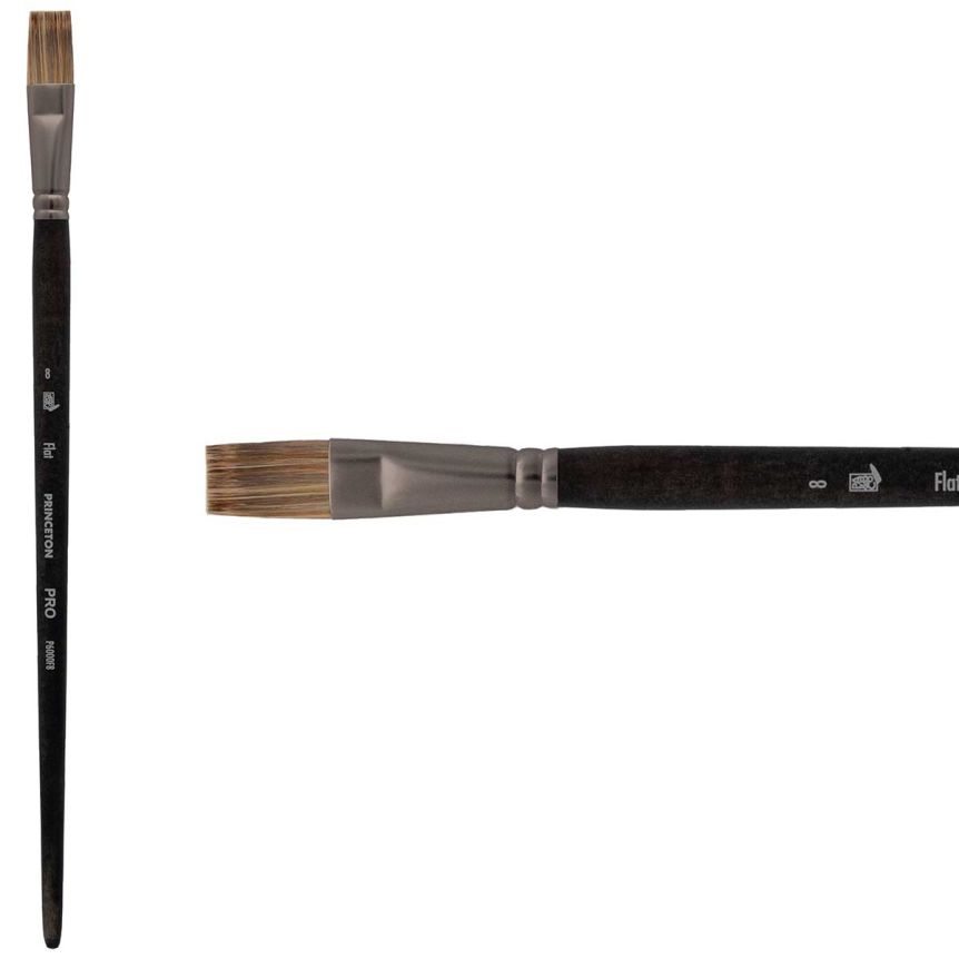 Princeton Pro Series 6000 Synthetic Brush - Flat, Long Handle, Size 8