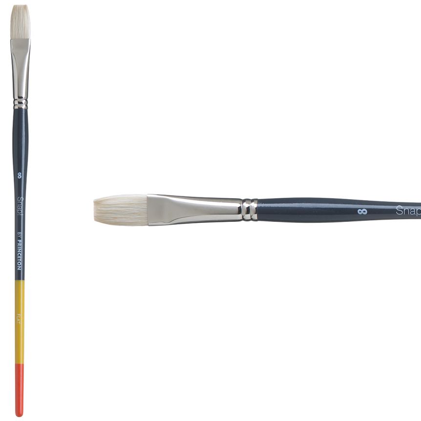 Princeton Snap! Series 9700 Natural Bristle Brush - Flat, Long Handle, Size 8