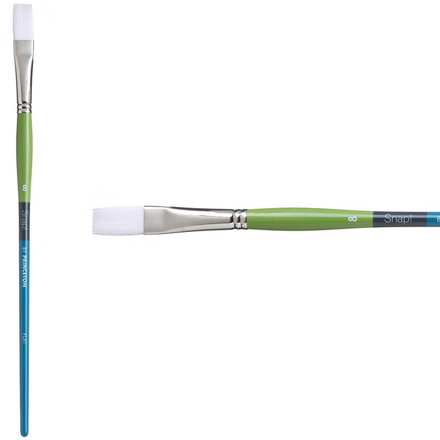 Princeton Snap! Series 9800 White Synthetic Brush - Flat, Long Handle, Size 8