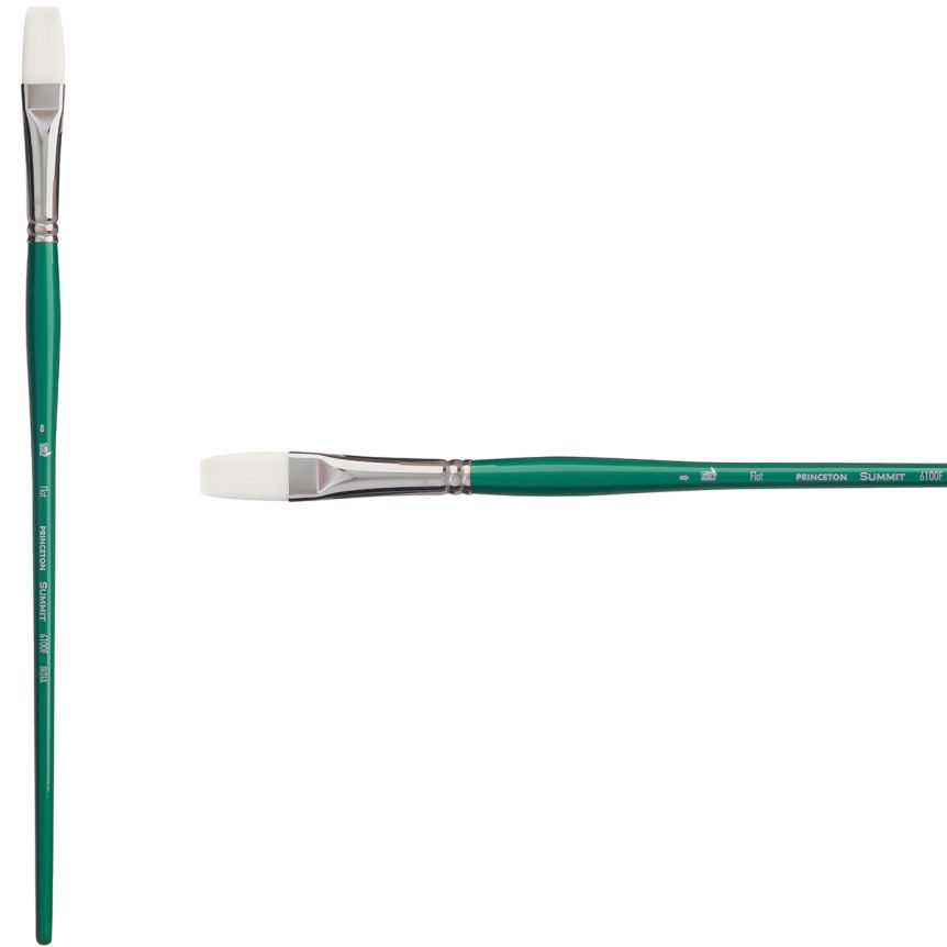 Princeton Summit Series 6100 Synthetic Brush - Flat, Long Handle, Size 8